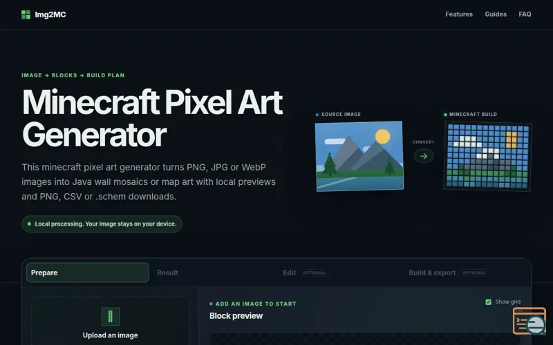 Screenshot of Img2MC