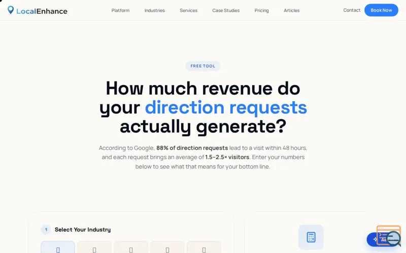 Screenshot of Direction Request ROI Calculator