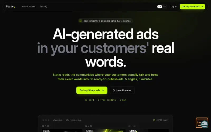 Screenshot of Static Ads