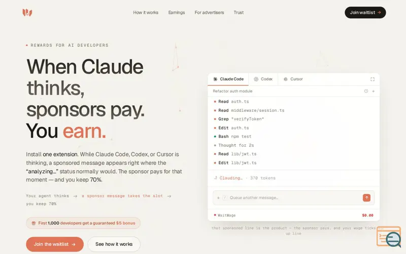 Screenshot of WaitWage