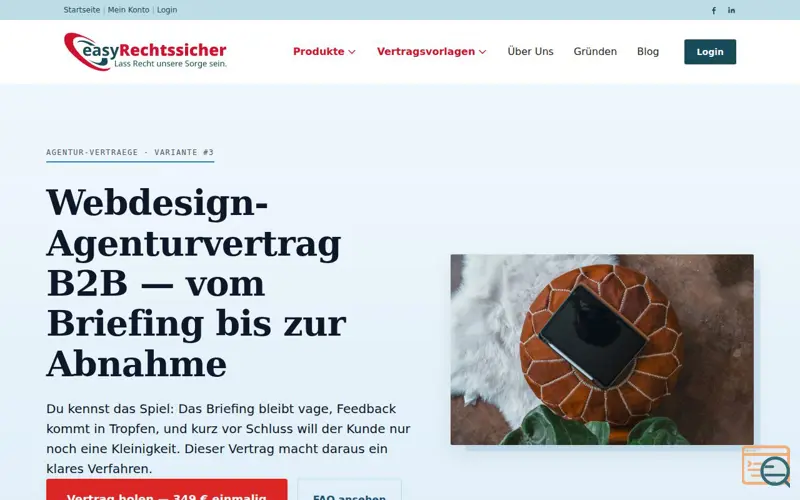 Screenshot of easyRechtssicher