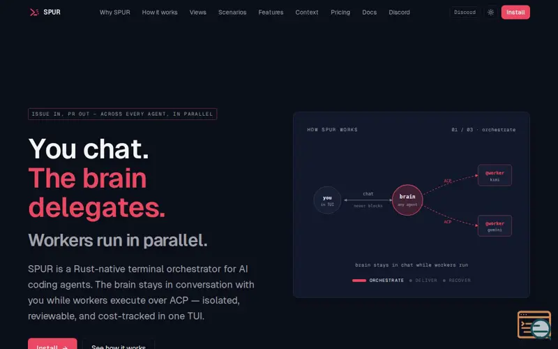 Screenshot of SPUR — TUI hypervisor for AI coding agents