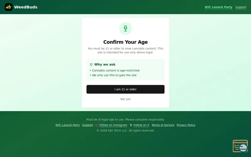Screenshot of WeedBuds