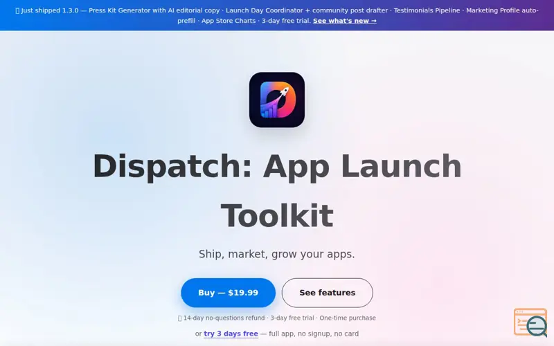 Screenshot of Dispatch, a launch using Tinylytics