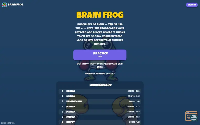 Screenshot of Brain Frog
