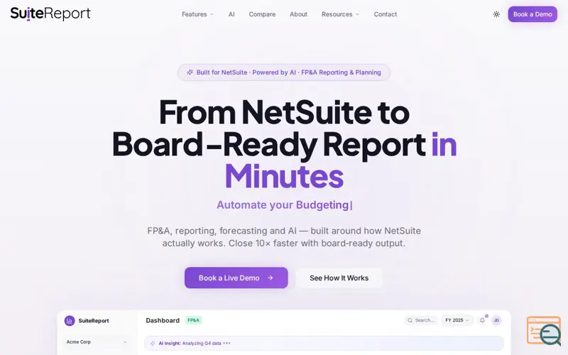 Screenshot of SuiteReport