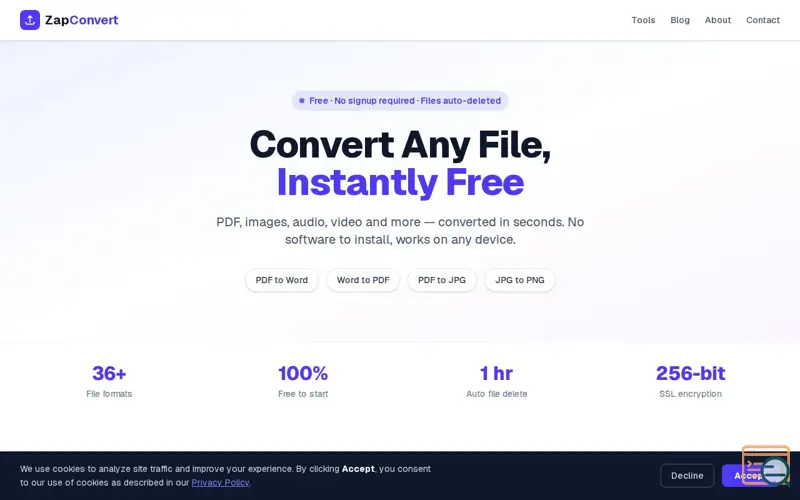 Screenshot of ZapConvert  Convert Any File Free Online