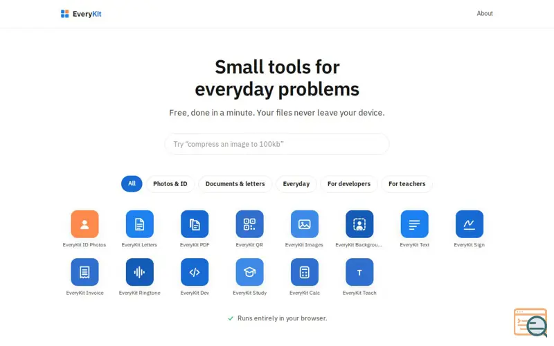 Screenshot of EveryKit — small tools for everyday problems