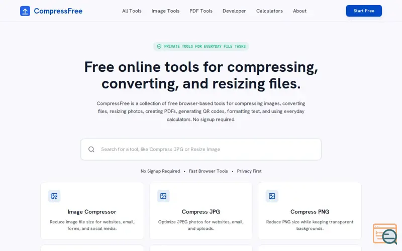 Screenshot of CompressFree