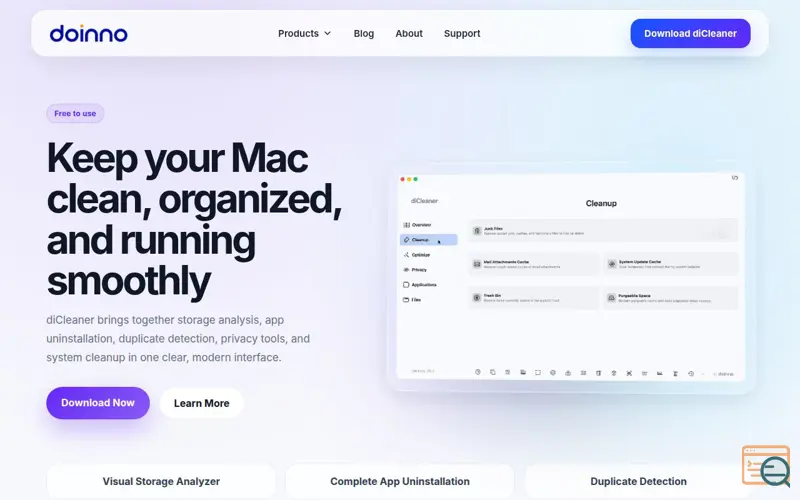 Screenshot of diCleaner for Mac