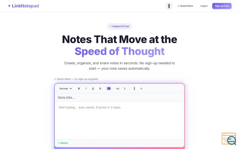 Screenshot of Link Notepad