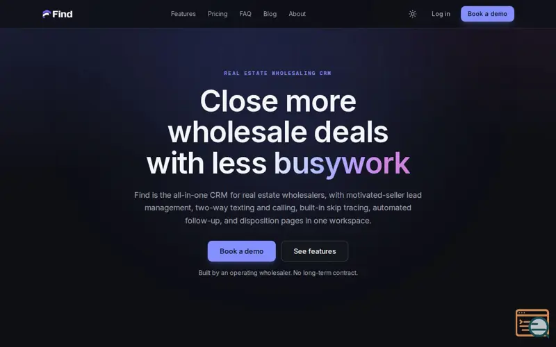 Screenshot of Find · The CRM built for real estate wholesalers