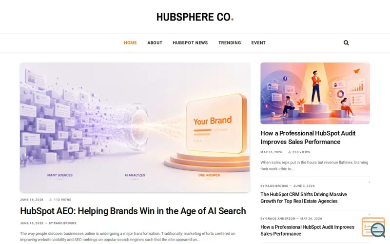 Screenshot of hubsphere
