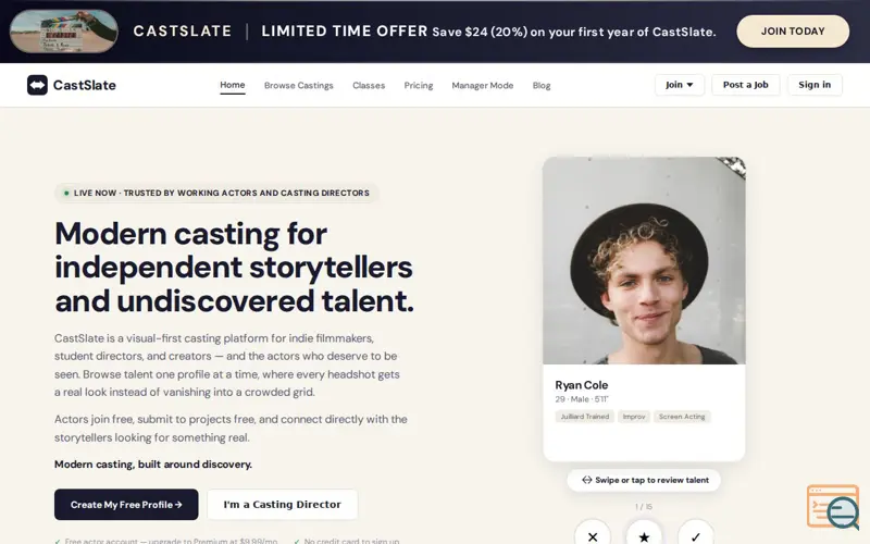 Screenshot of CastSlate