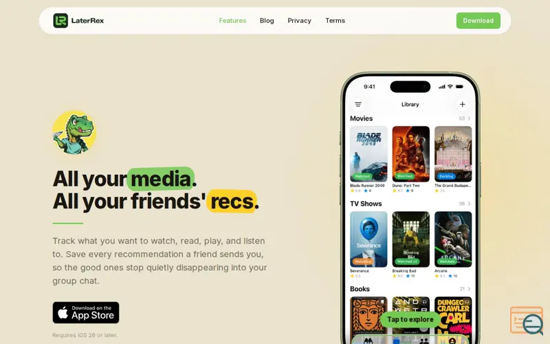 Screenshot of LaterRex