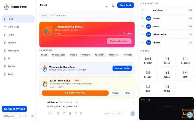 Screenshot of FlameBase