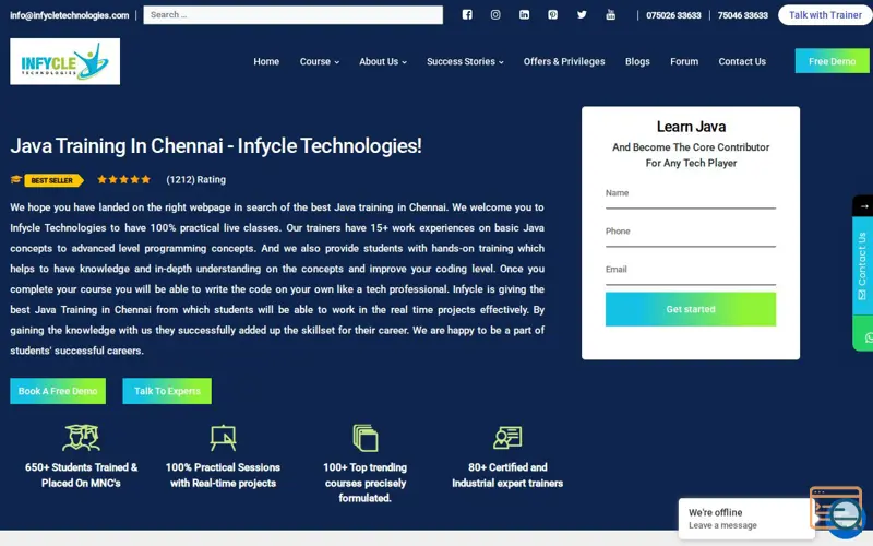 Screenshot of Java Training In Chennai