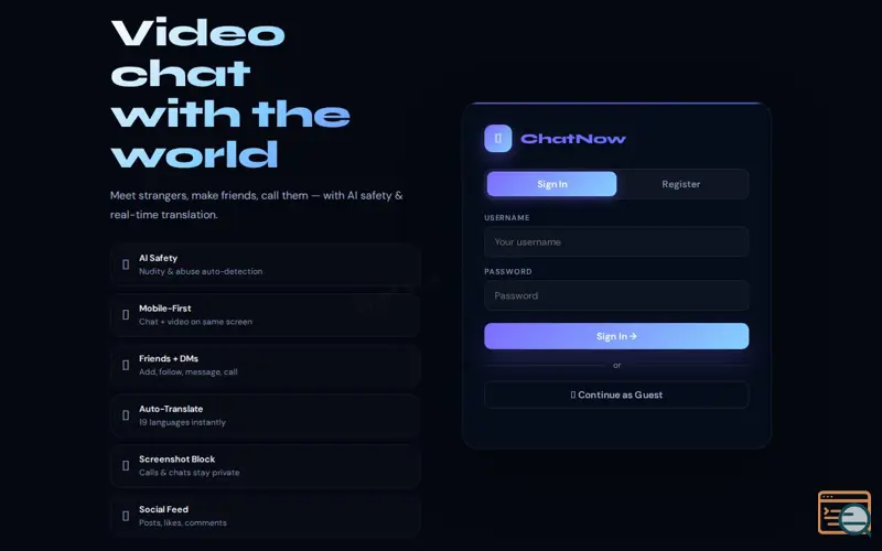 Screenshot of ChatNow