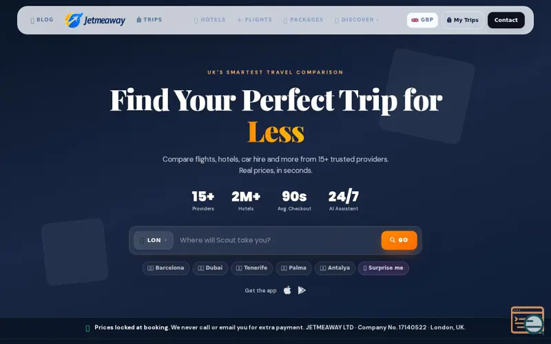 Screenshot of JetMeAway