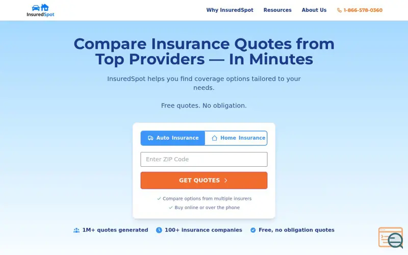 Screenshot of insuredspot.com