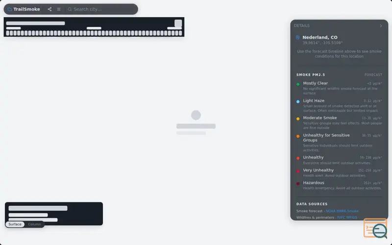 Screenshot of TrailSmoke
