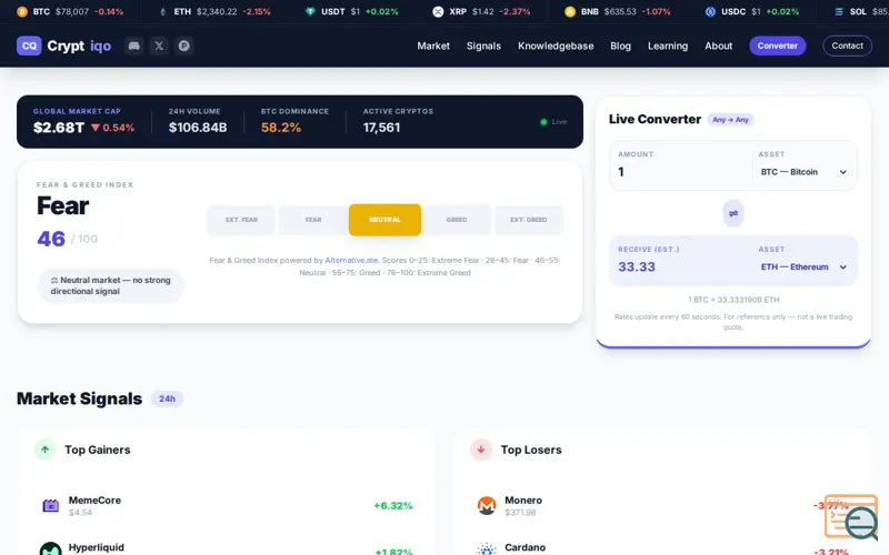 Screenshot of Cryptiqo