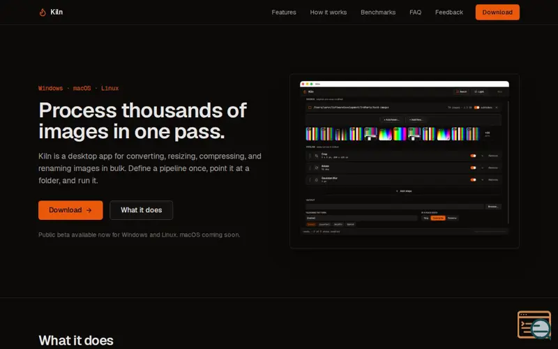 Screenshot of Kiln — batch image processing for the desktop