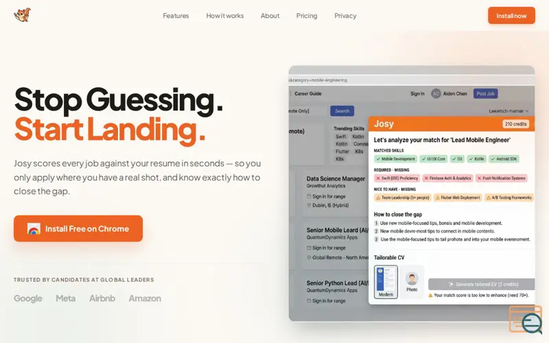 Screenshot of Josy
