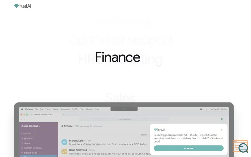 Screenshot of TrustAI