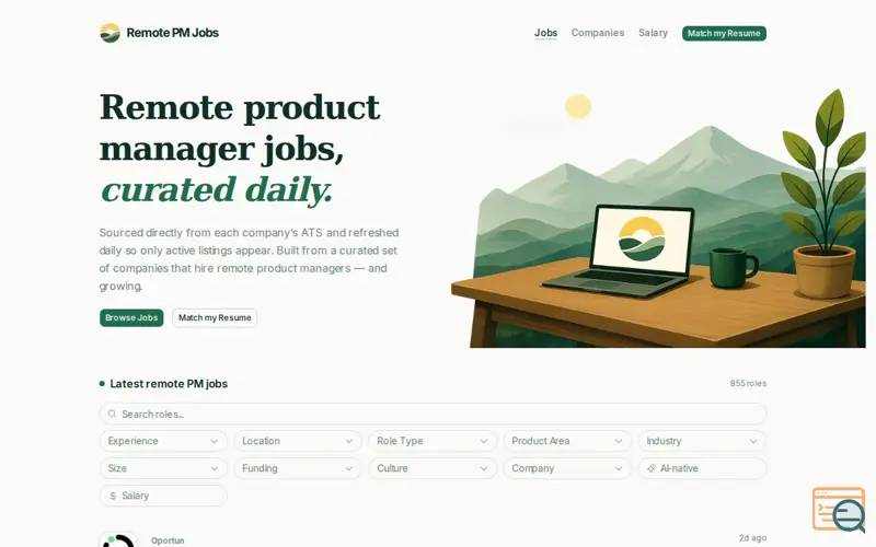 Screenshot of Remote Product Manager Jobs