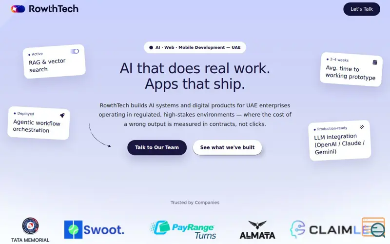 Screenshot of RowthTech AI GCC