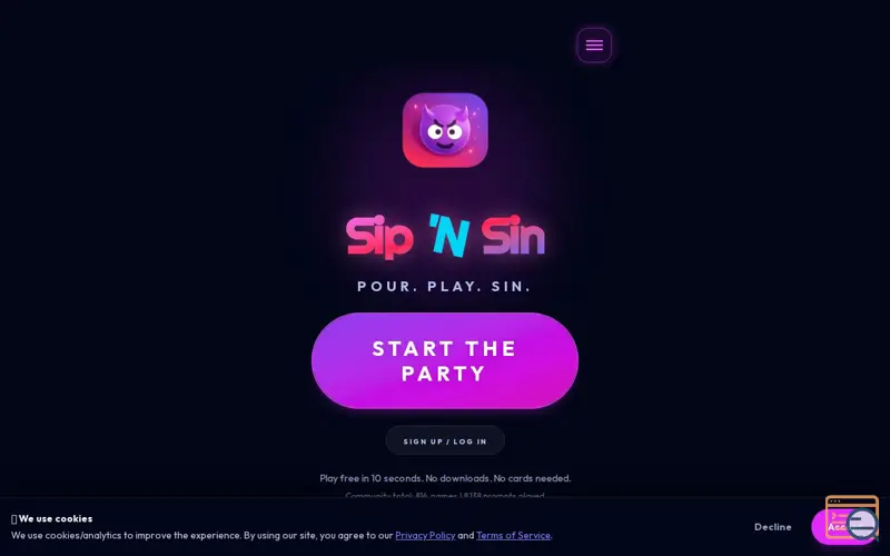 Screenshot of Sip 'N Sin