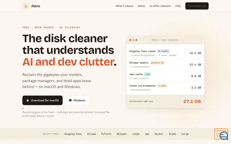 Screenshot of Jharu -A disk cleaner that can think.