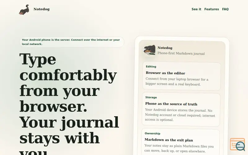 Screenshot of Notedog