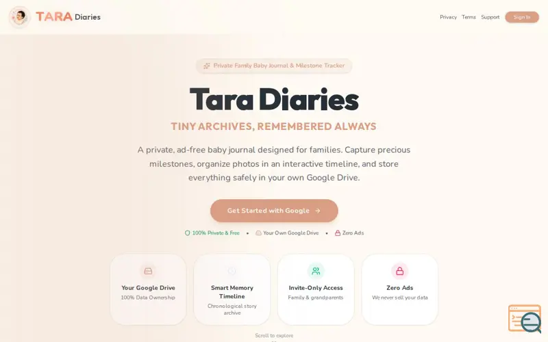 Screenshot of Tara Diaries