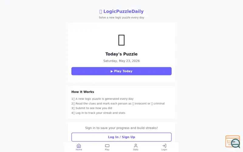 Screenshot of LogicPuzzleDaily — Daily Logic Puzzle