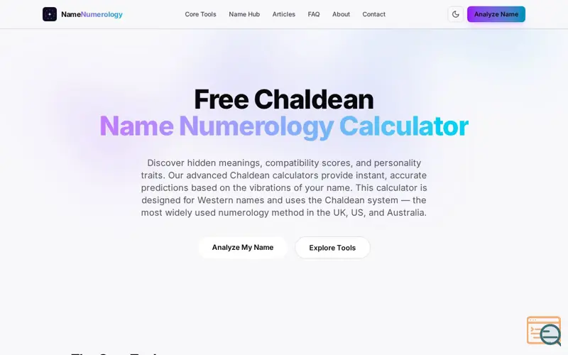 Screenshot of Name Numerology Hub