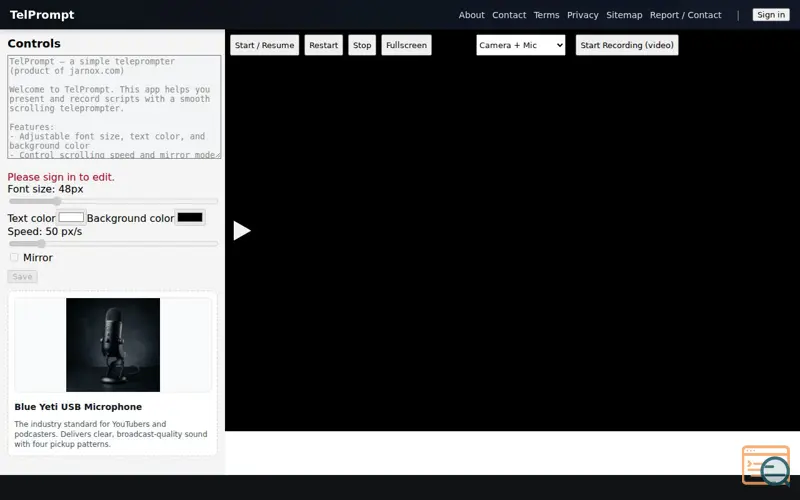 Screenshot of Telprompt
