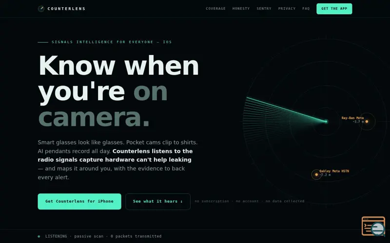Screenshot of Counterlens — Smart Glasses Detector & Hidden Camera Radar for iPhone