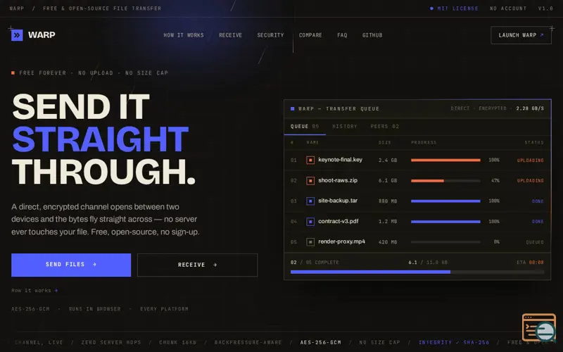 Screenshot of Warp