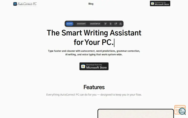 Screenshot of AutoCorrect PC, a launch using Startup Inspire