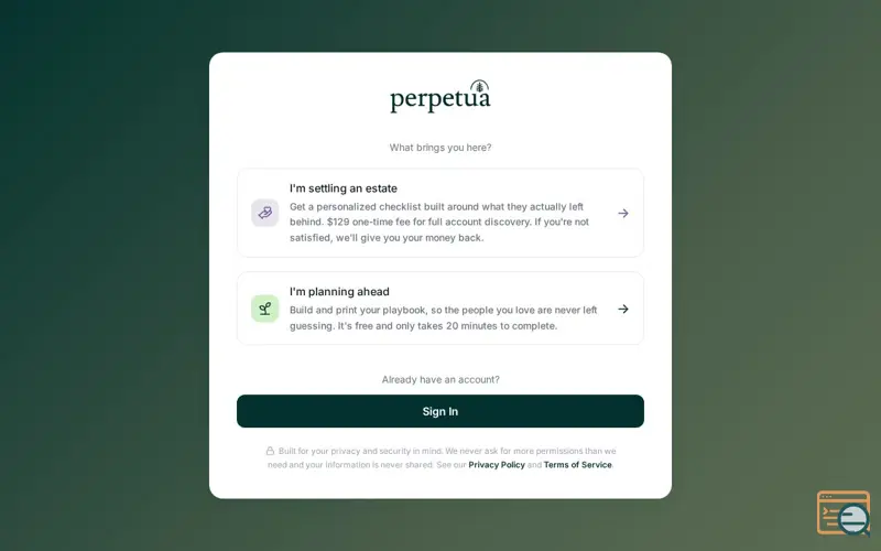 Screenshot of Perpetua