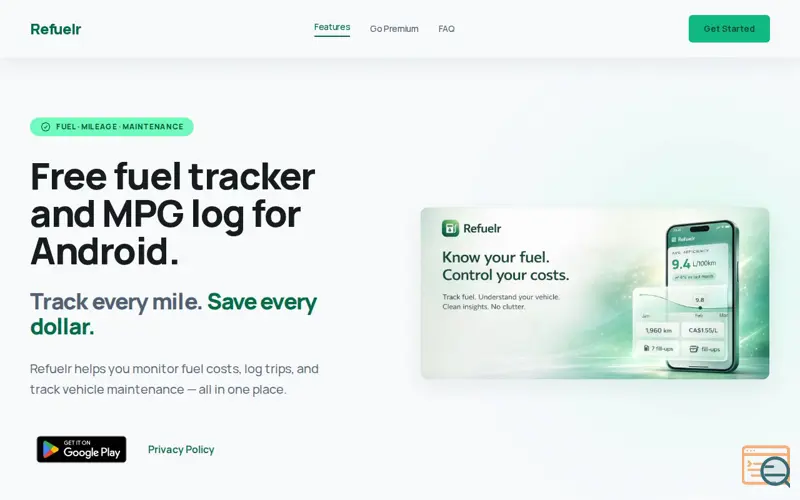 Screenshot of Refuelr
