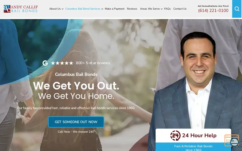 Screenshot of Andy Callif Bail Bonds