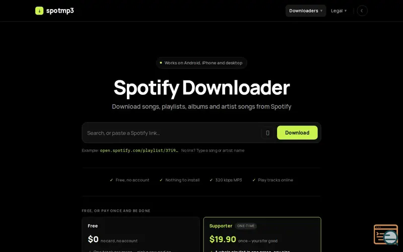 Screenshot of spotmp3