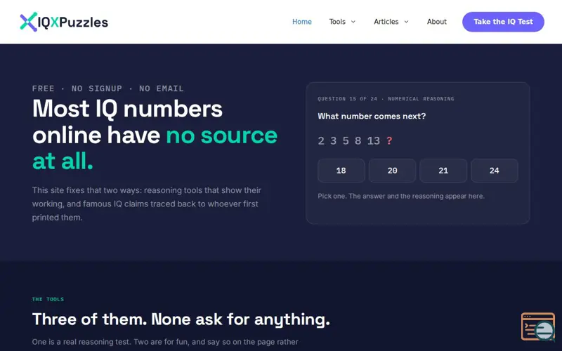 Screenshot of iqxpuzzles.com