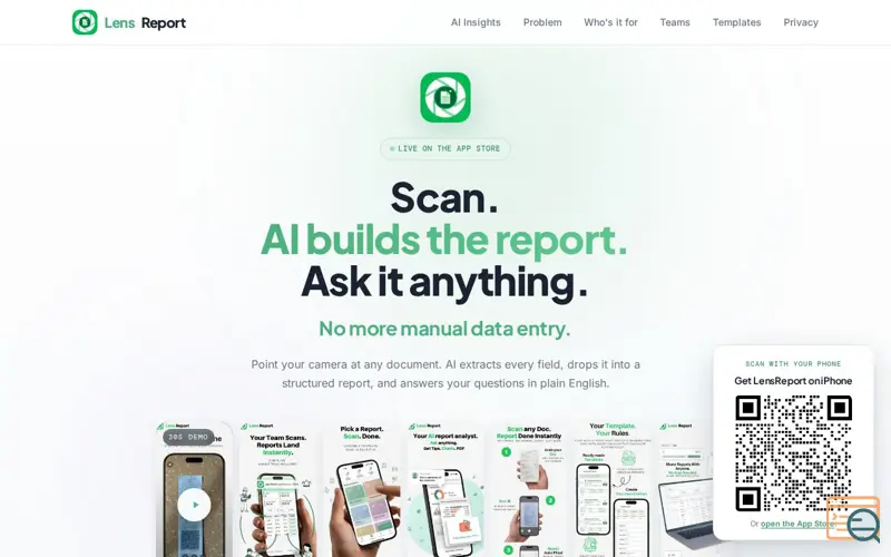 Screenshot of LensReport