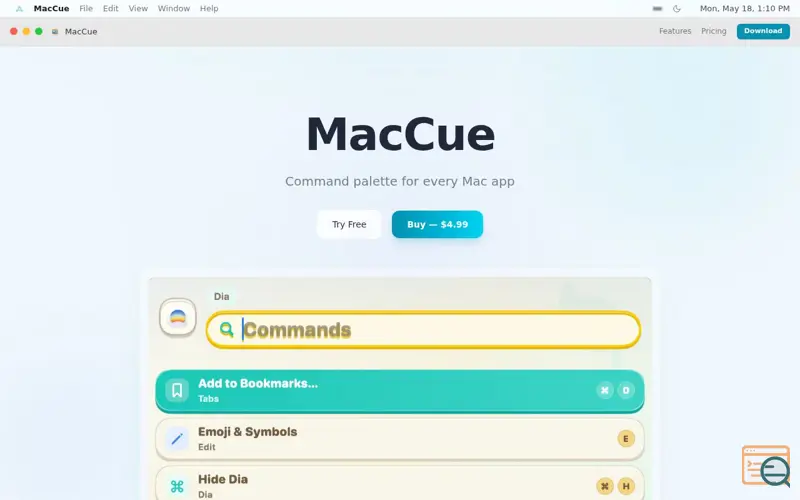 Screenshot of MacCue