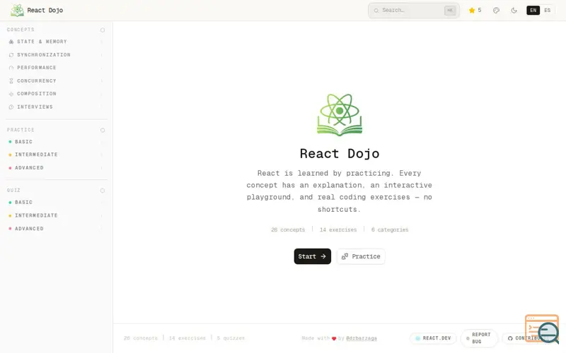 Screenshot of React Dojo
