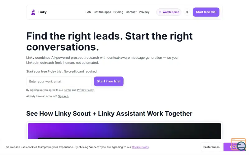 Screenshot of Linky, a launch using GetTerms